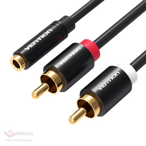 Kabel audio 3,5mm żeński na 2x RCA męski Vention VAB-R01-B100 1m czarny