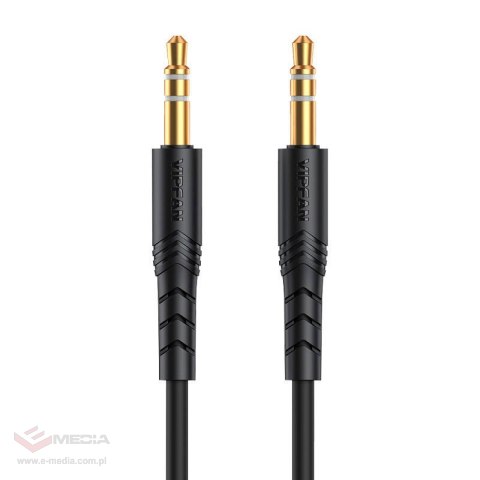 Kabel mini jack 3,5mm AUX VFAN L04 1m, pozłacany (czarny)