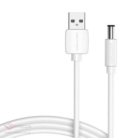 Kabel zasilający USB 2.0 do DC 5.5mm Barrel Jack 5V Vention CEYWGD 1,5m (biały)