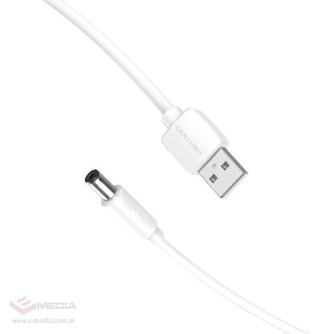 Kabel zasilający USB 2.0 do DC 5.5mm Barrel Jack 5V Vention CEYWGD 1,5m (biały)