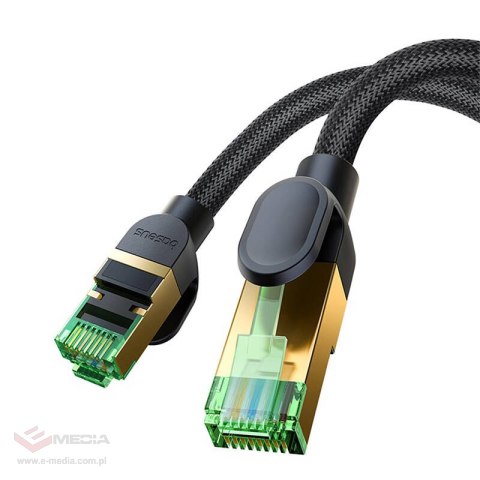 Kabel sieciowy w oplocie kat. 8 Baseus Ethernet RJ45, 40Gbps, 3m (czarny)