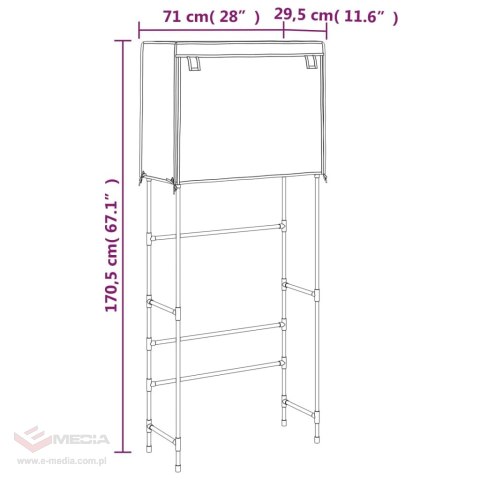 VidaXL 2-poziomowy stojak nad pralkę, szary, 71x29,5x170,5 cm, żelazo