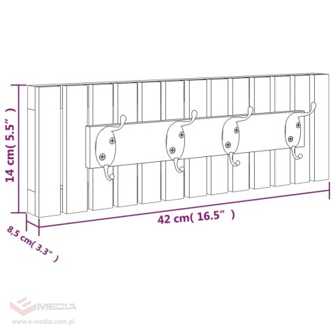 VidaXL Wieszak ścienny, 42x8,5x14 cm, drewno orzecha włoskiego