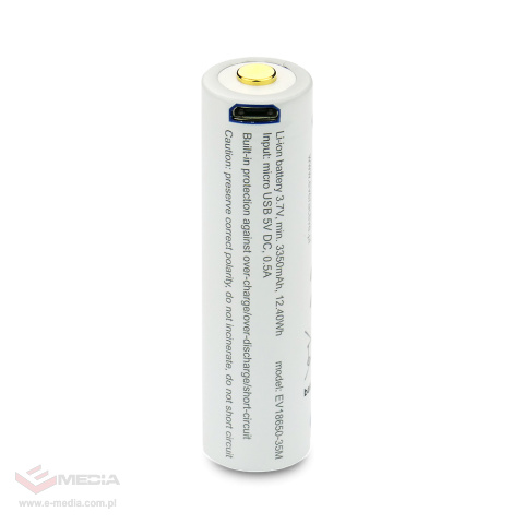 Akumulator everActive 18650 3,7V Li-ion 3500mAh micro USB z zabezpieczeniem BOX