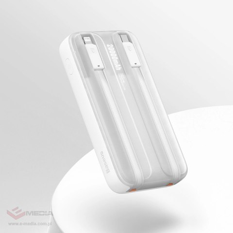 Powerbank Baseus Comet Series z wyświetlaczem 20000mAh 22.5W - biały + kabel USB-A / USB-C