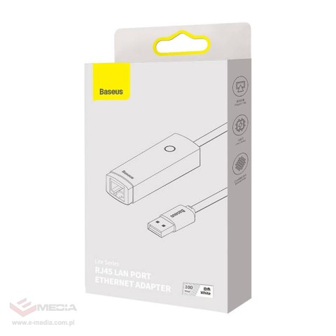 Adapter sieciowy Baseus Lite Series USB do RJ45, 100Mbps (biały)