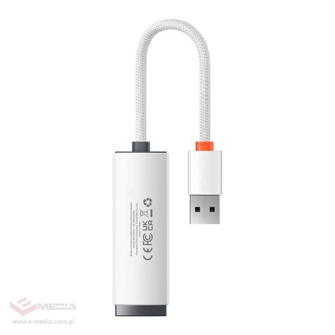 Adapter sieciowy Baseus Lite Series USB do RJ45, 100Mbps (biały)