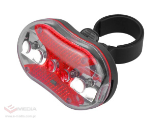 Lampa rowerowa tylna 5-LED 2xAAA 7 trybów świecenia