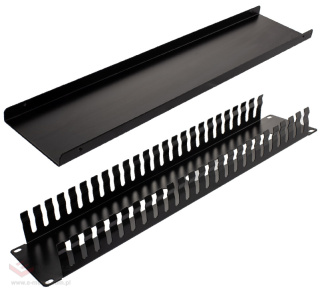 Organizator kabli 19" 2U z listwa metal czarny IP-2112