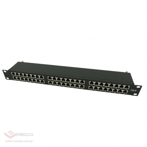 Patch panel 48 portów STP kat. 6 RJ-45 1U 19" z podstawką