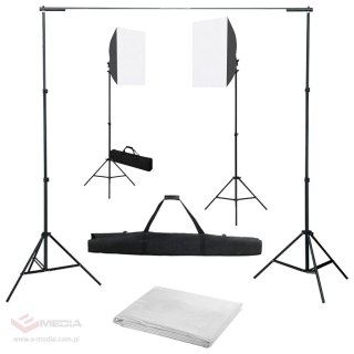 VidaXL Fotograficzny zestaw studyjny z lampami softbox i tłem