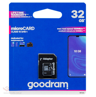 Karta microSDHC 32GB + adapter SD CL10 GOODRAM