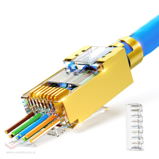 RJ45 Cat plug. 7 through shielded gold-plated 10pcs.