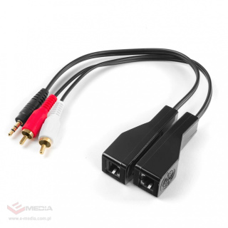 Przedłużacz Transmiter LAN 2x RCA na Stereo Audio 100m SPA-A01