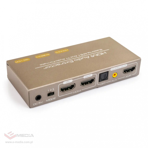 Rozgałęźnik HDMI na HDMI 2.0 + Audio 7.1 SPDIF, coaxial, AUX 4Kx2K@60Hz Spacetronik SPH-AE10