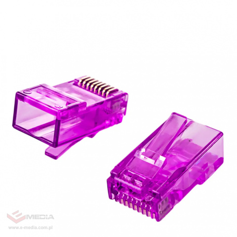 Wtyk RJ45 Cat.6 UTP - przelotowy fioletowy