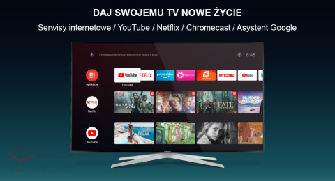 Android SMART TV + DVB-T2/C HEVC Homatics Box R 4K Android 11 WiFi z cert. Google i Netflix