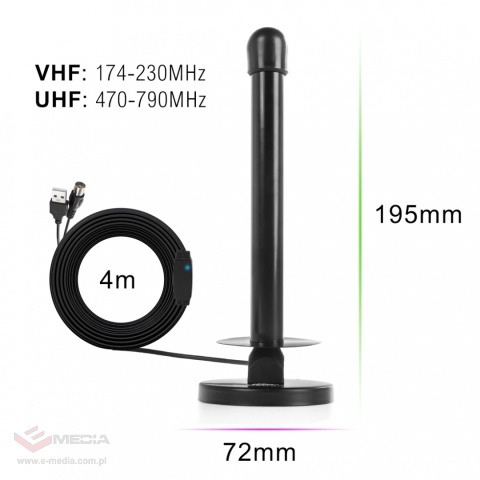 Antena magnetyczna DVB-T2 Hook TV USB 30dB Double Power