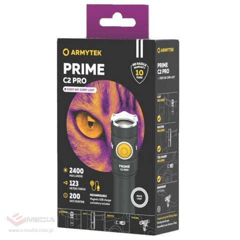 Latarka Armytek Prime C2 Pro USB 2230lm Warm / ciepła - 10 lat gwarancji!