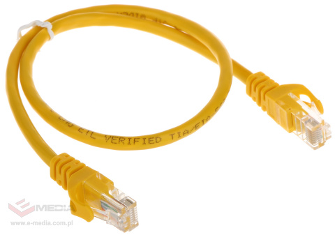 Patchcord F/UTP kat.5 0,5m Żółty