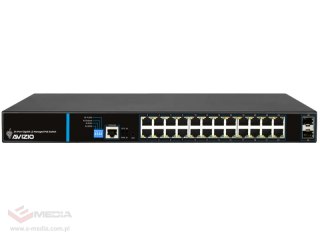 Zarządzalny przełącznik L2 (switch) 24 porty RJ45 PoE 1Gb/s + 2 porty SFP Uplink 1Gb/s (budżet mocy 250W) AVIZIO