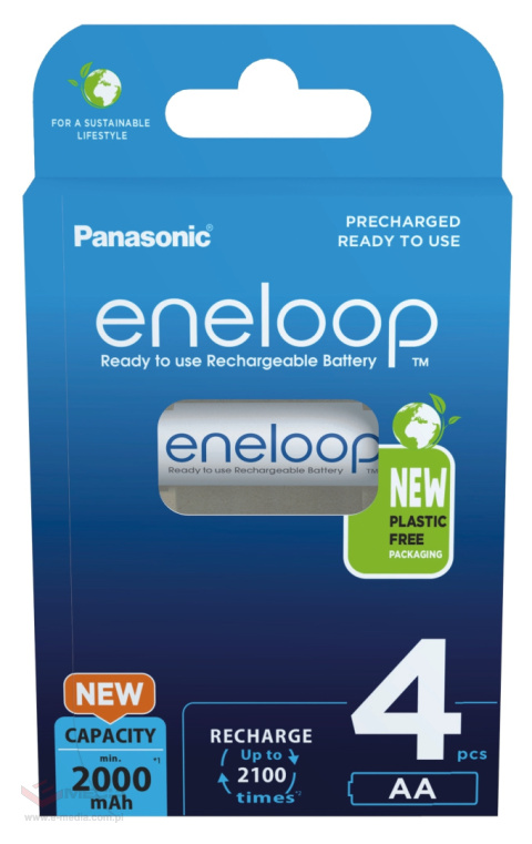 Wiederaufladbare AA / R6 Panasonic Eneloop 2000mAh BK-3MCDE/4BE - 4 Stück (Blister)