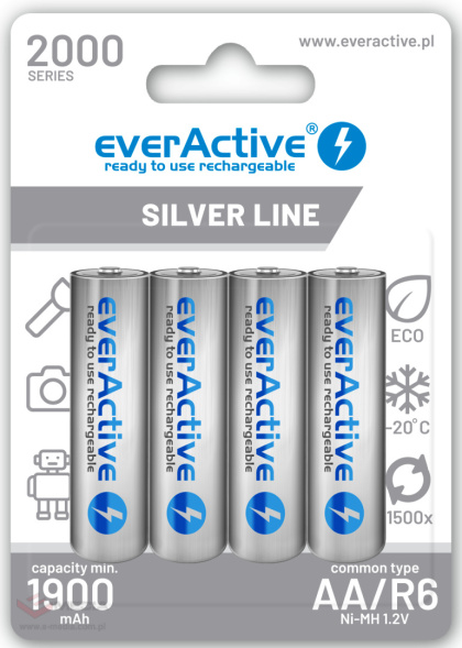 Akumulatorki AA / R6 everActive Ni-MH 2000 mAh ready to use - 4 sztuki