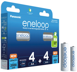 Akumulatorki MIX 4 x R6/AA + 4 x R03/AAA Panasonic Eneloop BK-KJMCDE44E 8BE (blister)