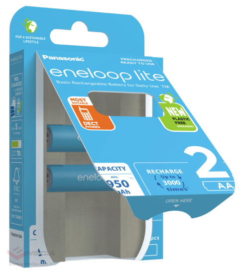 Akumulatorki R6 / AA Panasonic Eneloop Lite NEW 950mAh BK-3LCCE/2BE - 2 sztuki (blister)