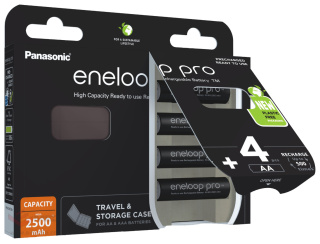 Akumulatorki R6 / AA Panasonic Eneloop PRO NEW 2500mAh BK-3HCDEC4BE - 4 sztuki (blister + box)