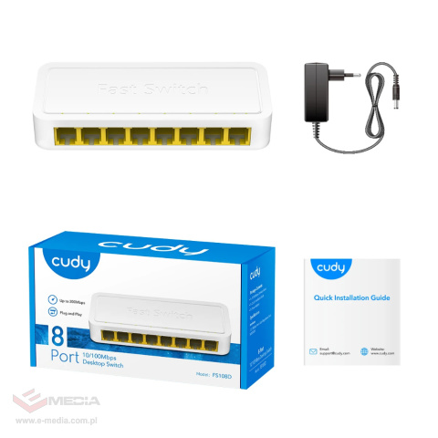 8-portowy przełącznik SWITCH domowy Cudy FS108D 10/100 Mbps