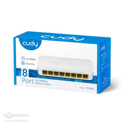 8-portowy przełącznik SWITCH domowy Cudy FS108D 10/100 Mbps