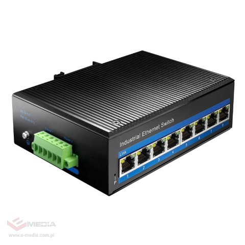 8-portowy przełącznik SWITCH przemysłowy z POE LAN 1 Gbps IG1008P