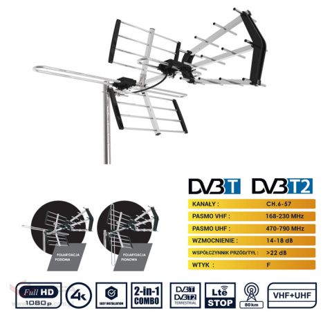 ANTENA DVB-T Opticum AX 900 LTE Combo Lite VHF(H/V) + UHF