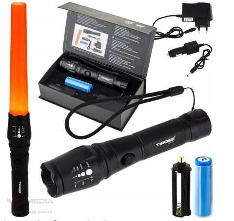 Tiross TS-1154 rechargeable flashlight with signaling cap