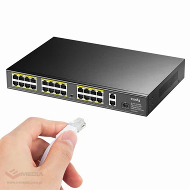 Switch 24x PoE 2x Uplink 300W do kamer IP 250m VLAN SFP FS1026PS1