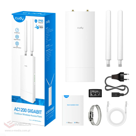 Zewnętrzny Punkt dostępu Access Point IP65 Wi-Fi 5 AC1200 Zasilanie PoE 867 Mbps Cudy AP1300_OD