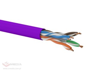 Kabel U/UTP kat.6 LSOH 4x2x23AWG Dca 500m (FIOLETOWA powłoka) 25 lat gwarancji, badanie jakości laboratorium INTERTEK (USA) ALAN