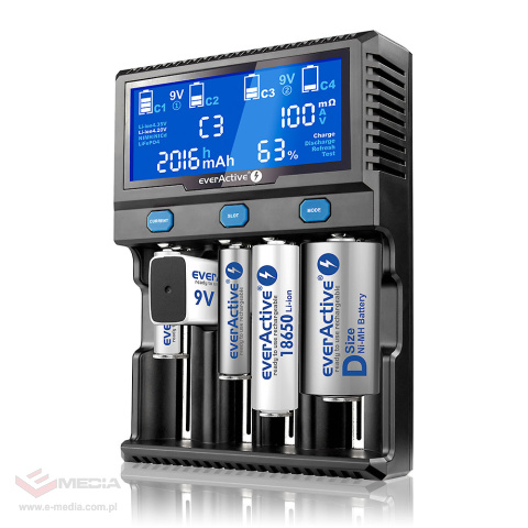 Charger for Li-ion and Ni-MH cylindrical batteries everActive UC-4200