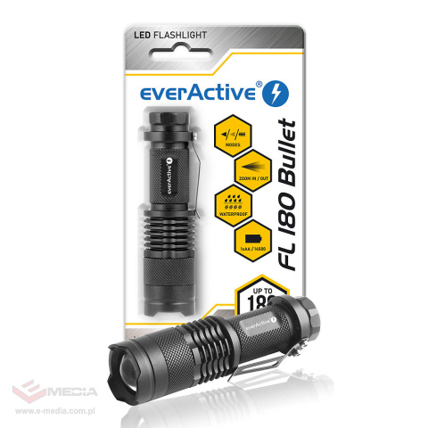 Latarka ręczna diodowa (LED) everActive FL-180 "Bullet" z diodą CREE XP-E2