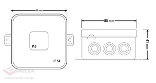 Puszka natynkowa 85x85x41 IP54 jasnoszara Viplast V6