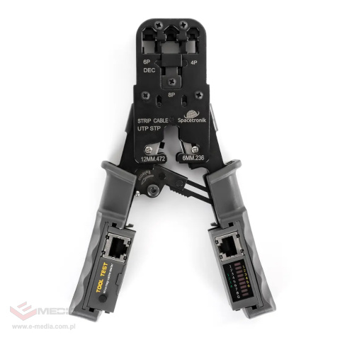 Crimping tool for RJ45, RJ11, RJ12 with Spacetronik NT-CT04 LAN tester