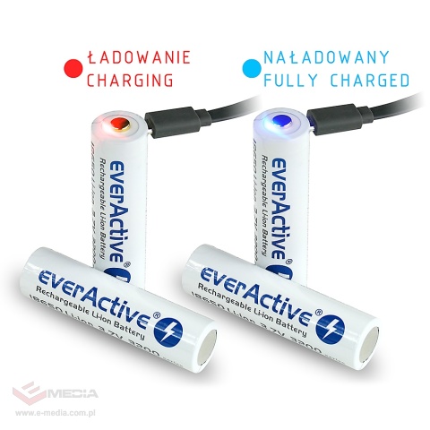 Akumulator everActive 18650 3,7V Li-ion 3200mAh micro USB z zabezpieczeniem BOX