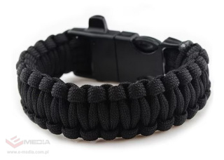 Bransoletka Paracord Badger Outdoor z krzesiwem - czarna