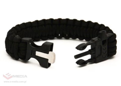 Bransoletka Paracord Badger Outdoor z krzesiwem - czarna