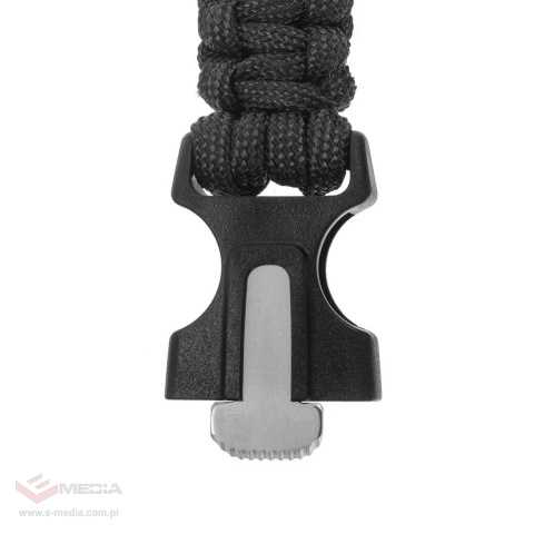 Bransoletka Paracord Badger Outdoor z krzesiwem - czarna