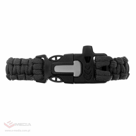 Bransoletka Paracord Badger Outdoor z krzesiwem - czarna