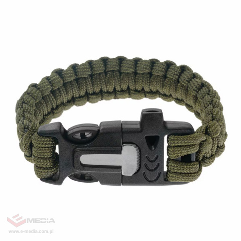 Bransoletka Paracord Badger Outdoor z krzesiwem - oliwkowa