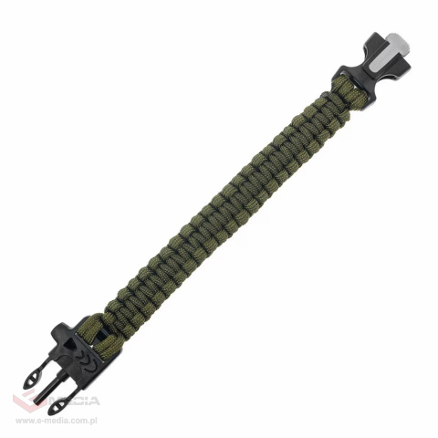 Bransoletka Paracord Badger Outdoor z krzesiwem - oliwkowa