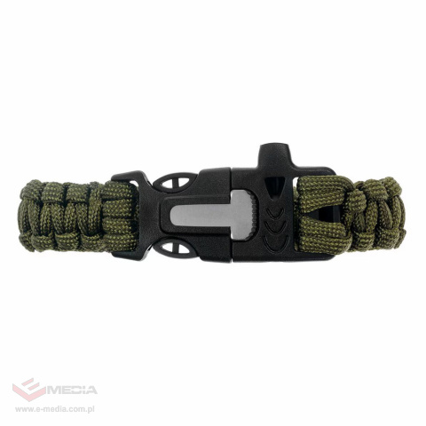 Bransoletka Paracord Badger Outdoor z krzesiwem - oliwkowa